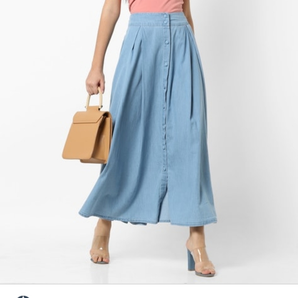 - NWT Tanming blue skirt front buttons